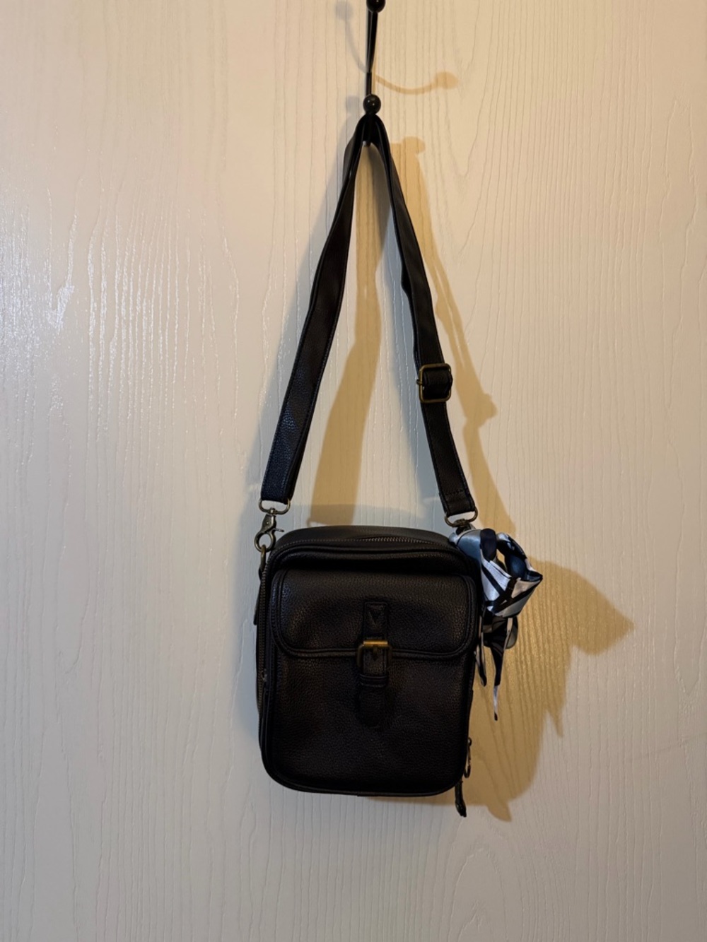 Black Crossbody Bag with Scarf